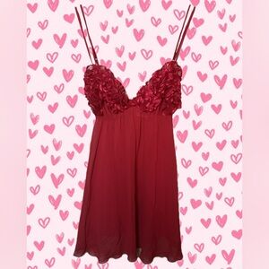 NWT Vintage Victoria’s Secret red ruffle sheer lingerie dress